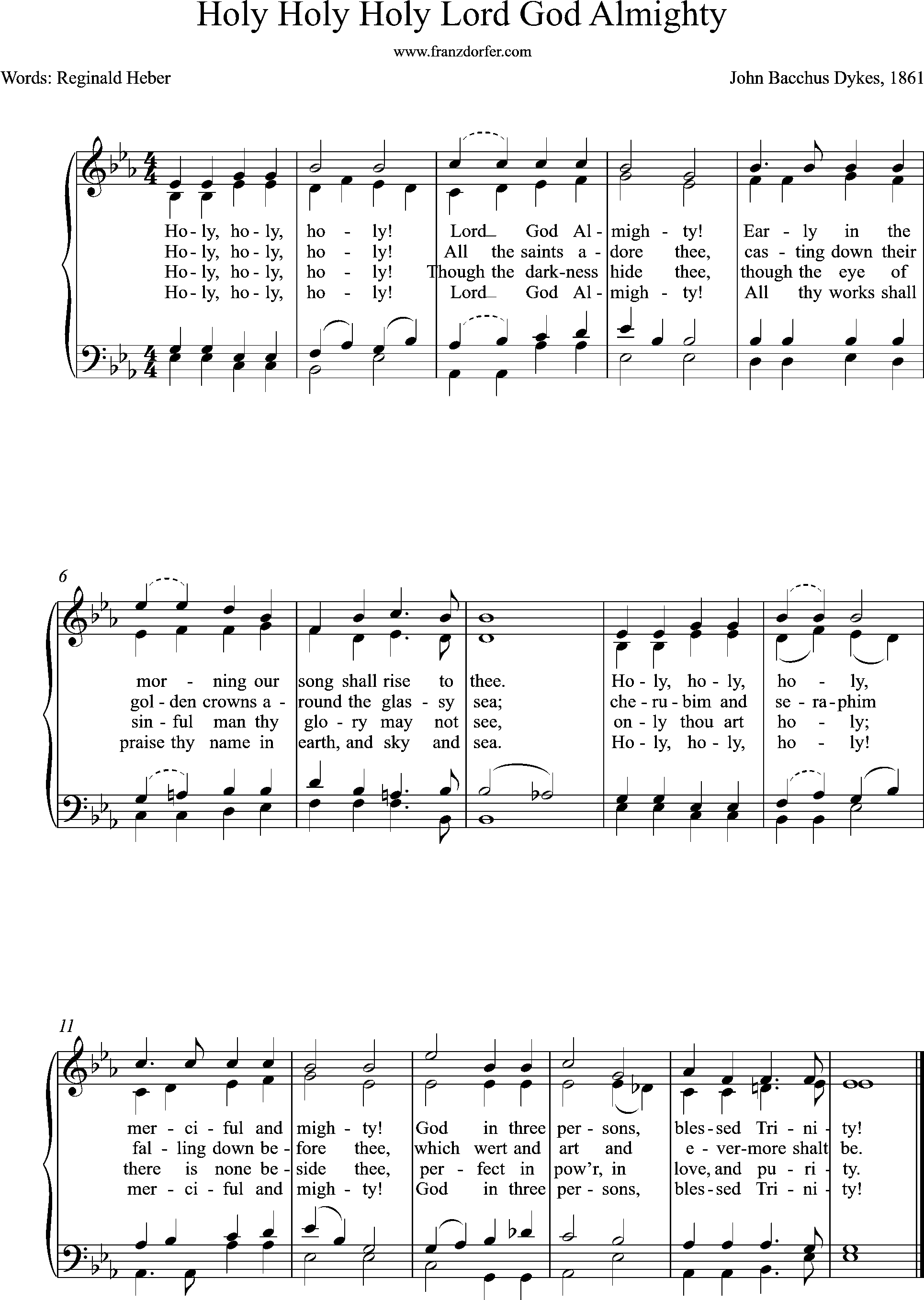 choir-, organ-, sheetmusic, Eb-Major, Holy, holy